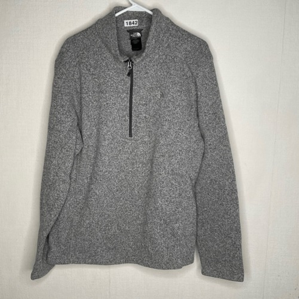The North Face Gray Quarter Zip Fleece Pullover Jacket Large Hiking Gorp Camping